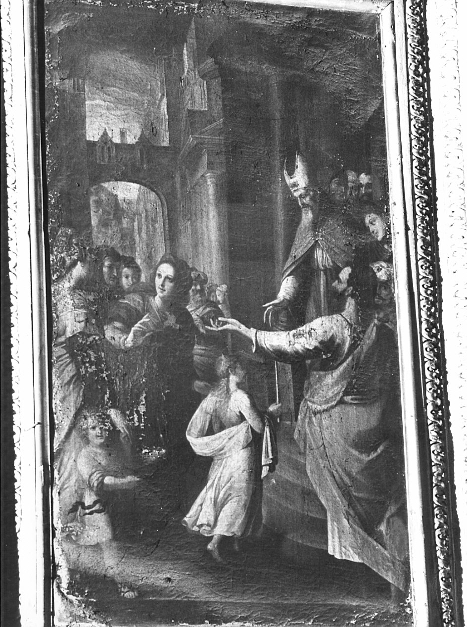 presentazione di Maria Vergine al tempio (dipinto, elemento d'insieme) - ambito lombardo (fine sec. XVI)