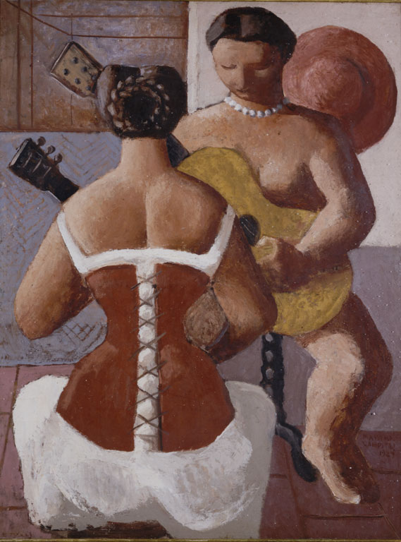 Donne con la chitarra, figure femminili con strumenti musicali (dipinto, opera isolata) di Campigli Hilenfeld Massimo (sec. XX)