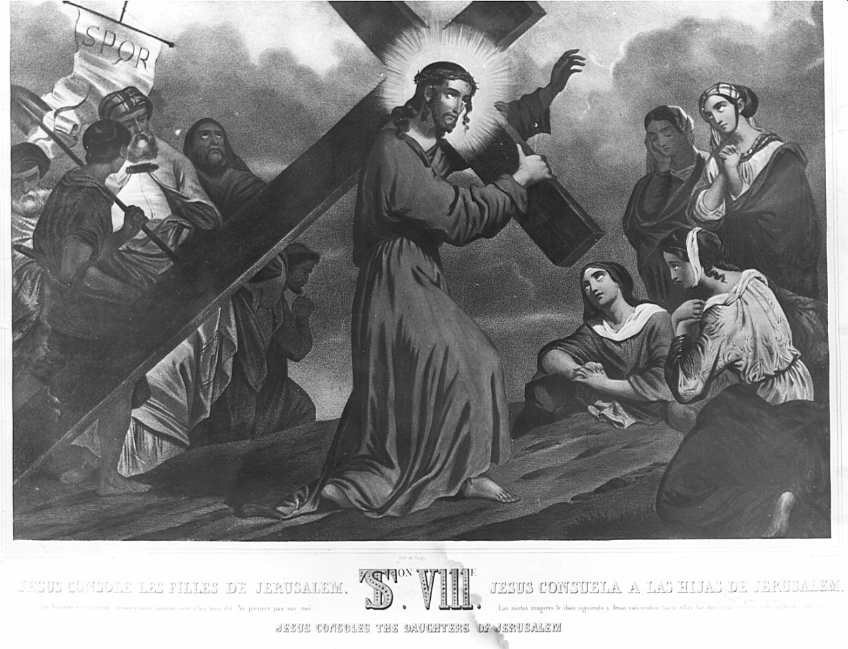 stazione VIII: Gesù consola le donne di Gerusalemme (stampa) - ambito europeo (sec. XIX)