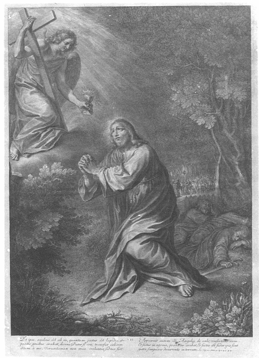 orazione di Cristo nell'orto di Getsemani (stampa, elemento d'insieme) di Huret Gregoire (sec. XVII)