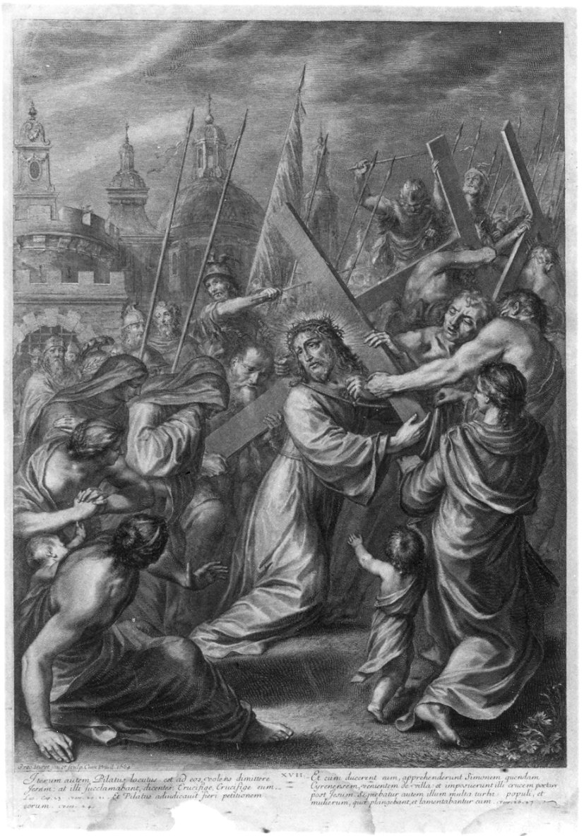 salita di Cristo al monte Calvario (stampa, elemento d'insieme) di Huret Gregoire (sec. XVII)