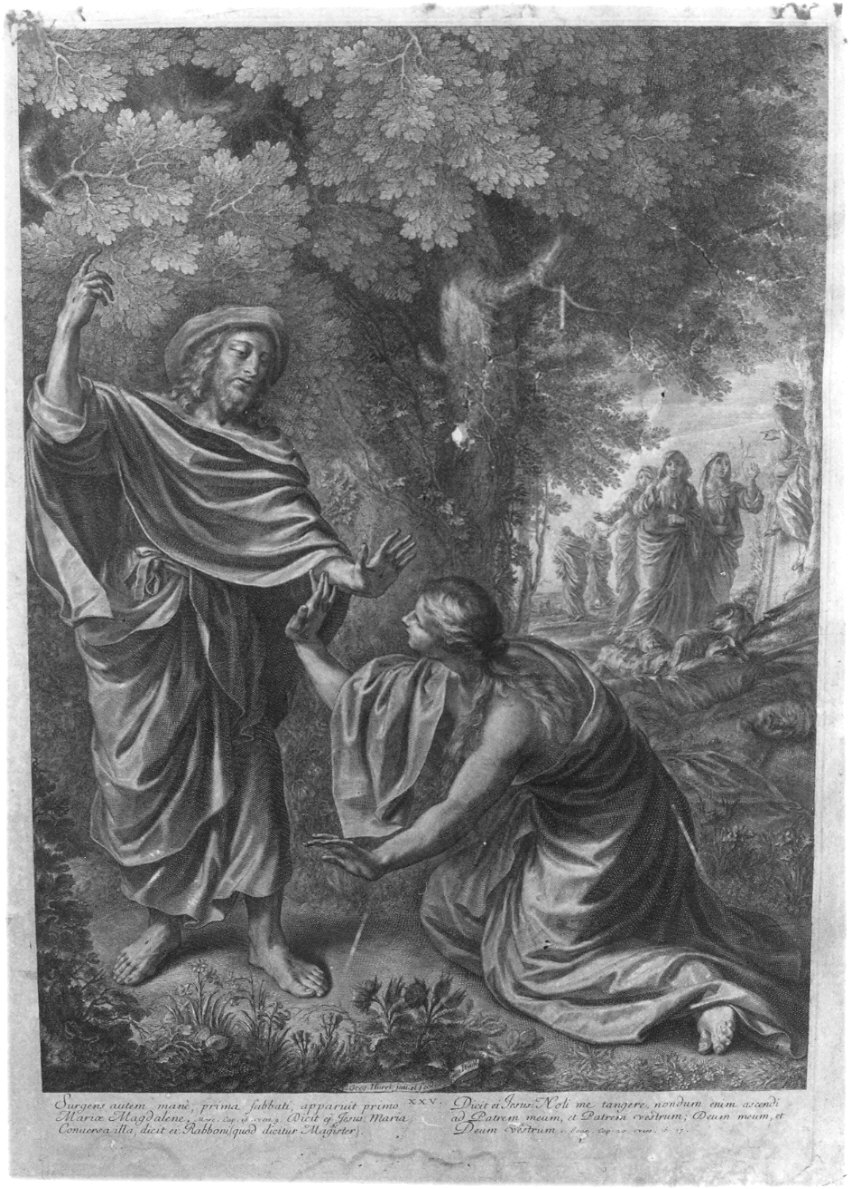 apparizione di Cristo risorto a Santa Maria Maddalena (stampa, elemento d'insieme) di Huret Gregoire (sec. XVII)
