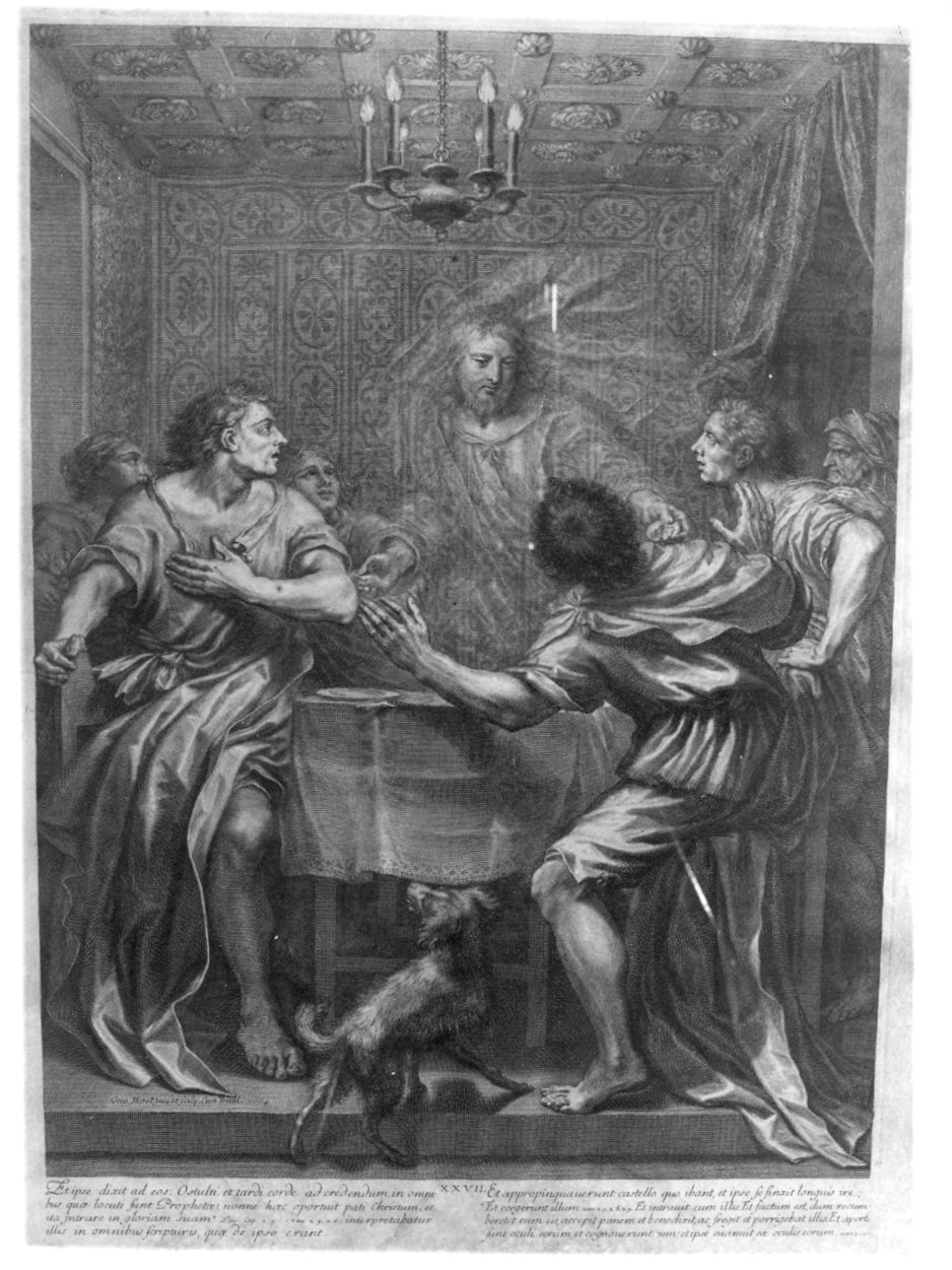cena in Emmaus (stampa, elemento d'insieme) di Huret Gregoire (sec. XVII)