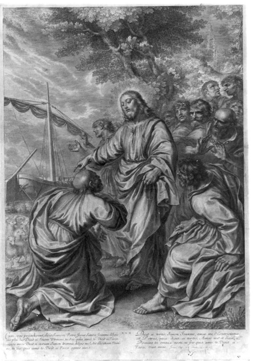 professione di fede di San Pietro (stampa, elemento d'insieme) di Huret Gregoire (sec. XVII)