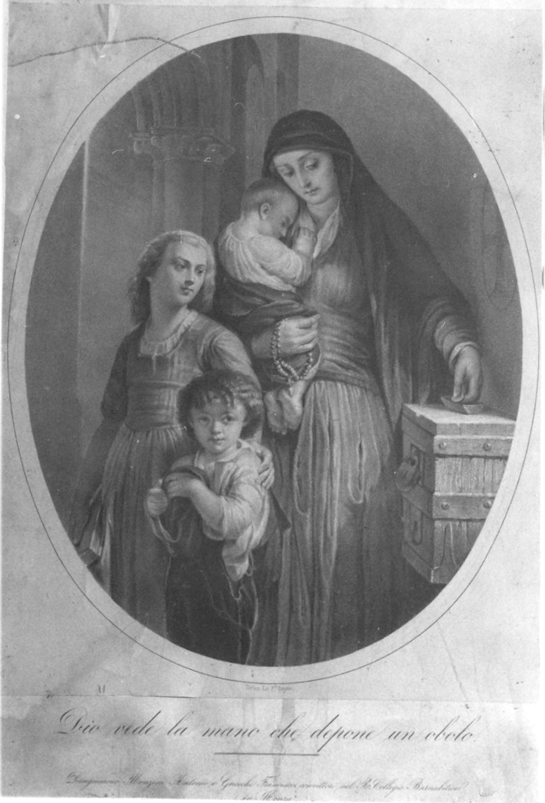 elemosina (stampa) di Monzini Antonio, Gnecchi Francesco (sec. XIX)