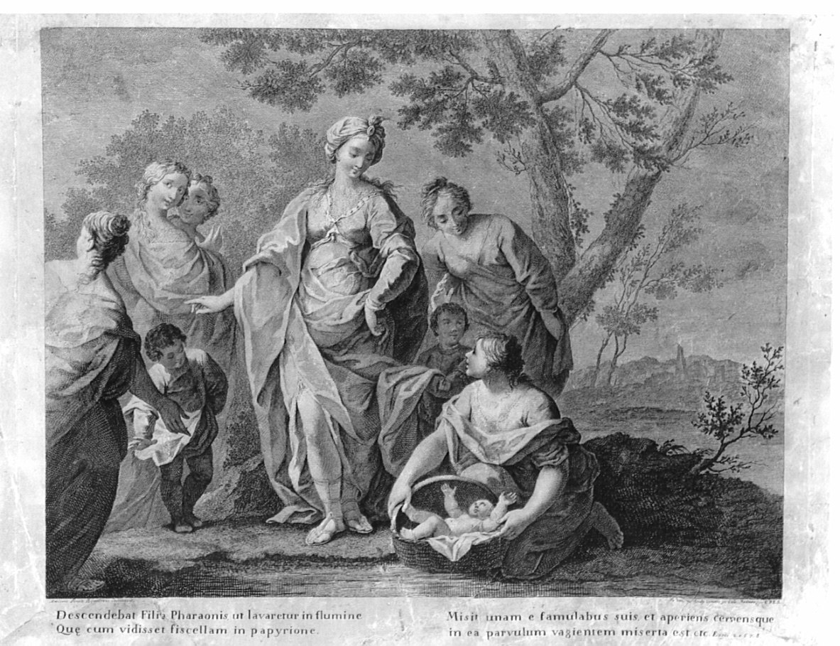 Mosè salvato dalle acque (stampa) di Volpato Giovanni, Bortolozzi (sec. XVIII)