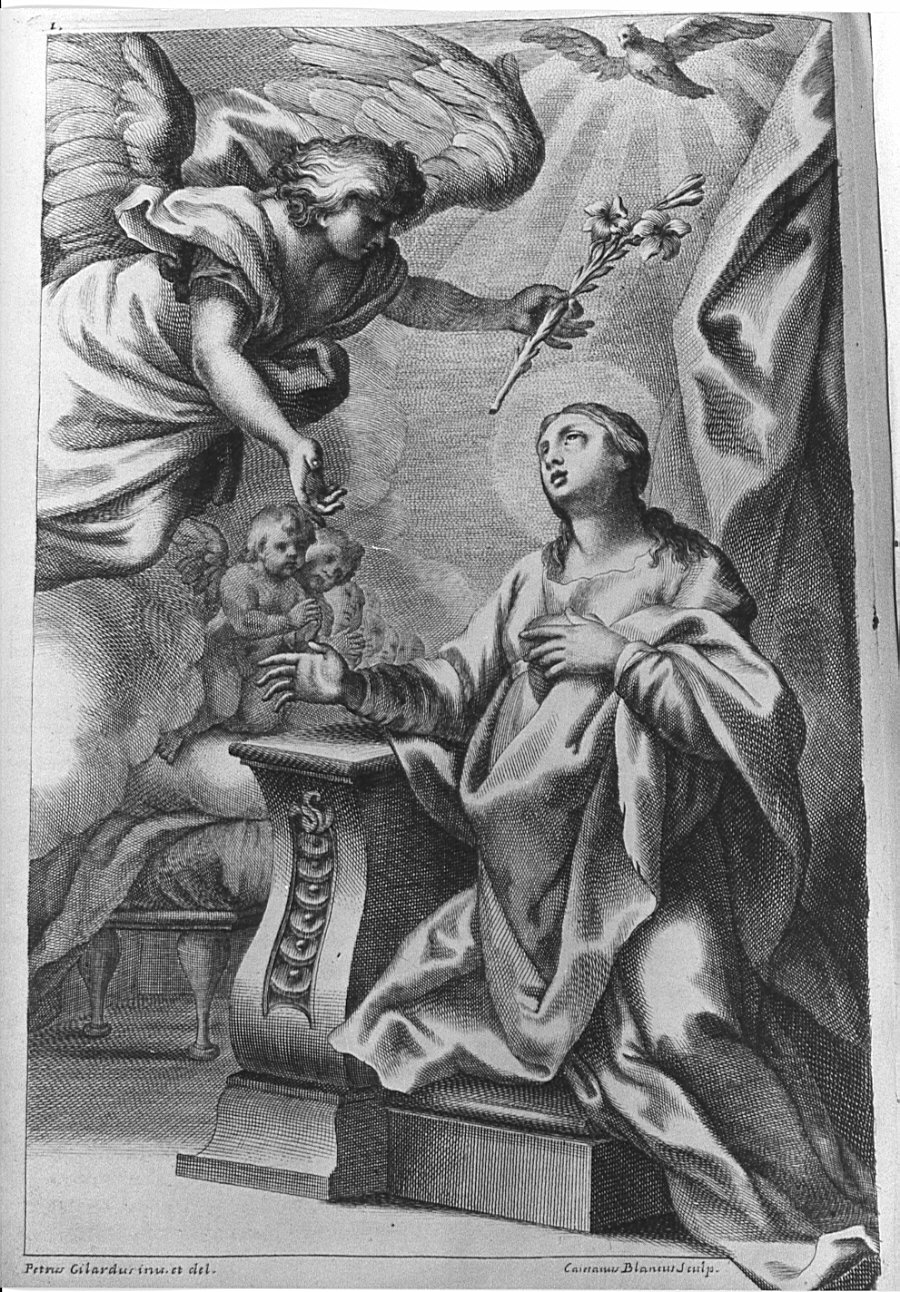 Annunciazione (stampa) di De Sirtori Giovanni Battista, Bianchi Gaetano (sec. XVIII)