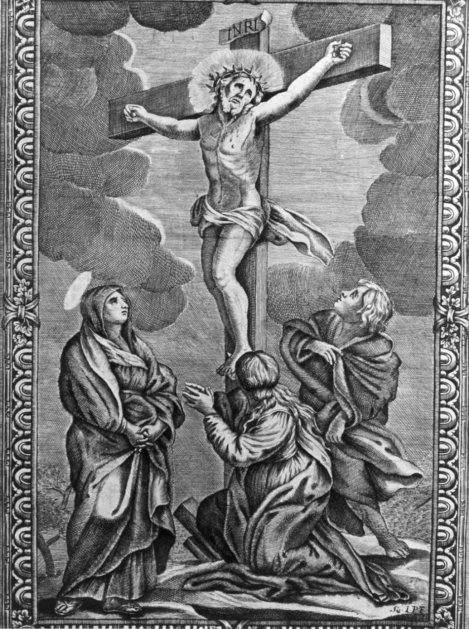 crocifissione di Cristo e santi (stampa) - ambito lombardo (sec. XVIII)
