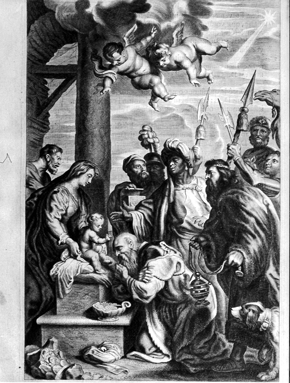 ADORAZIONE DEI MAGI (stampa, elemento d'insieme) di Galle Cornelis il Giovane (attribuito) (sec. XVII)