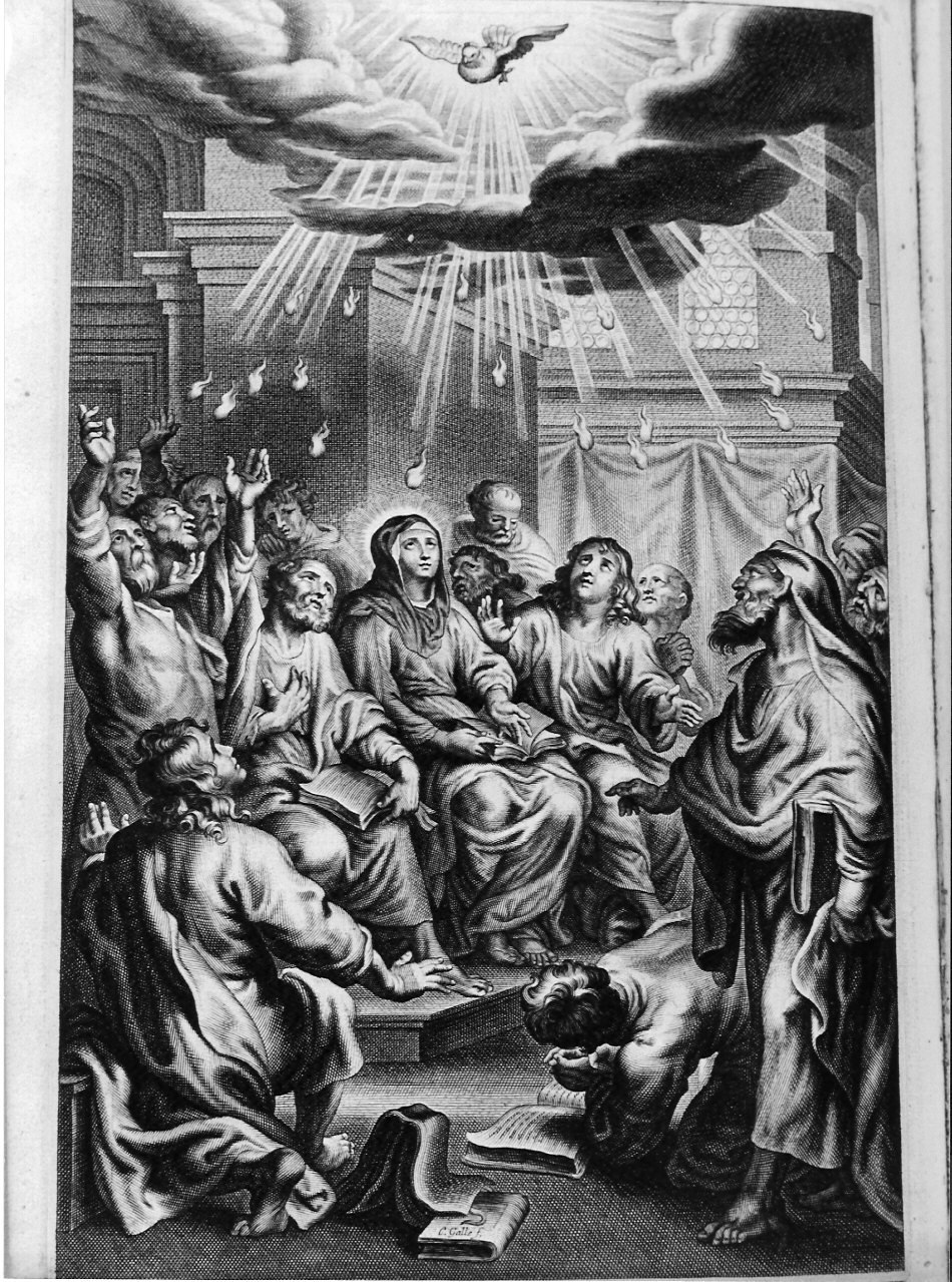 PENTECOSTE (stampa, elemento d'insieme) di Galle Cornelis il Giovane (attribuito) (sec. XVII)