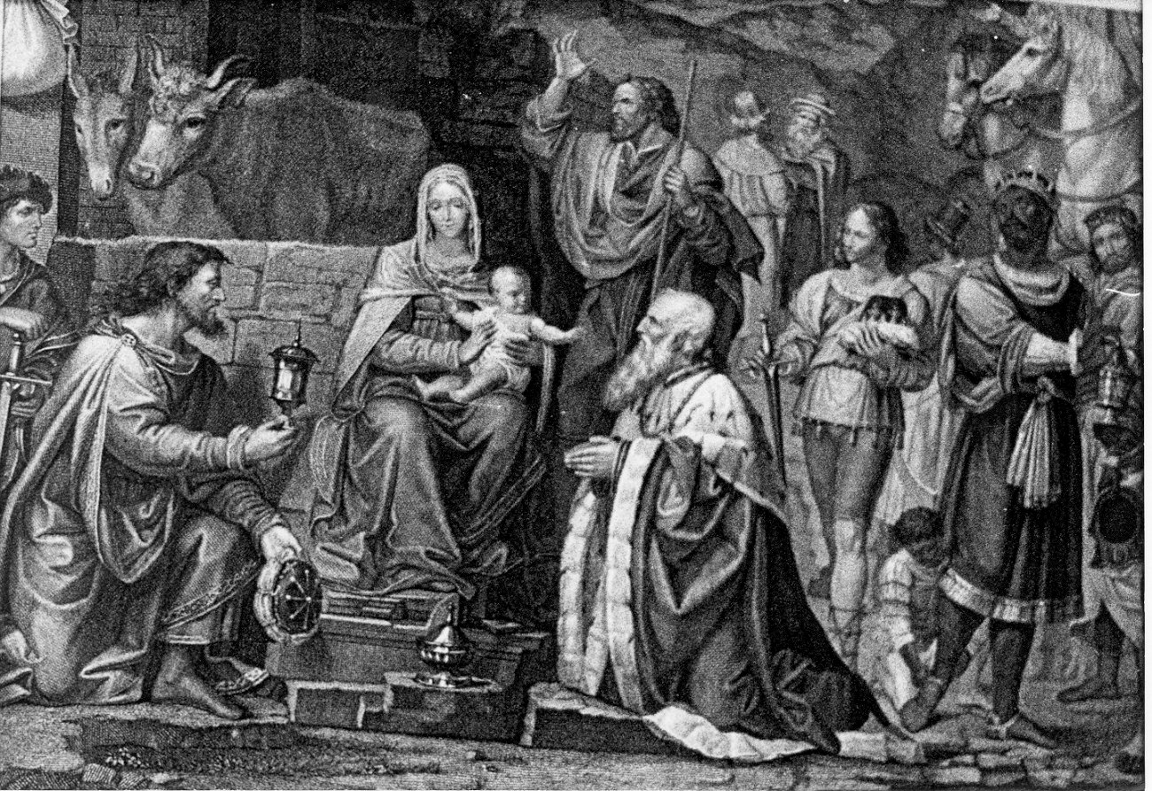 adorazione dei Re Magi (stampa, serie) di Luini Bernardino, Giberti Antonio, Della Rocca Carlo (sec. XIX)