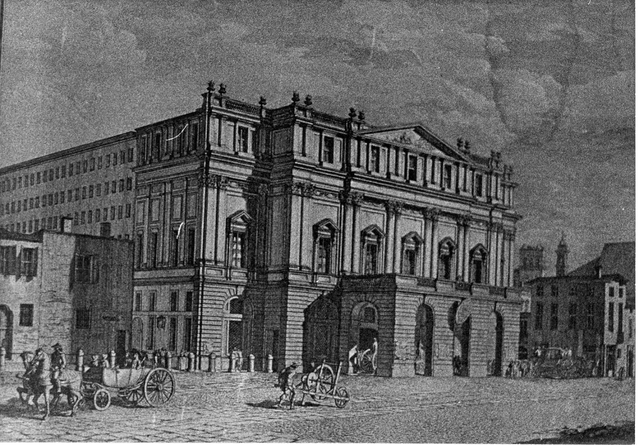 architettura: il teatro alla Scala (stampa, serie) di Aspari Domenico (sec. XVIII, sec. XIX)