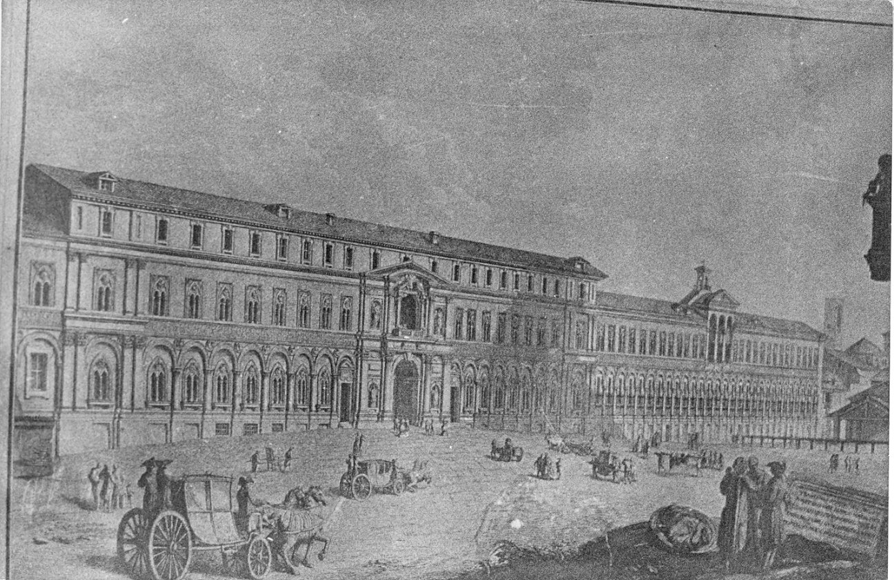 architettura: l'ospedale Maggiore (stampa, serie) di Aspari Domenico (sec. XVIII, sec. XIX)