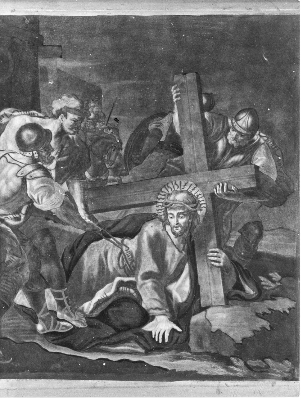 stazione VII: Gesù cade sotto la croce la seconda volta (stampa, elemento d'insieme) - ambito italiano (ultimo quarto sec. XIX)