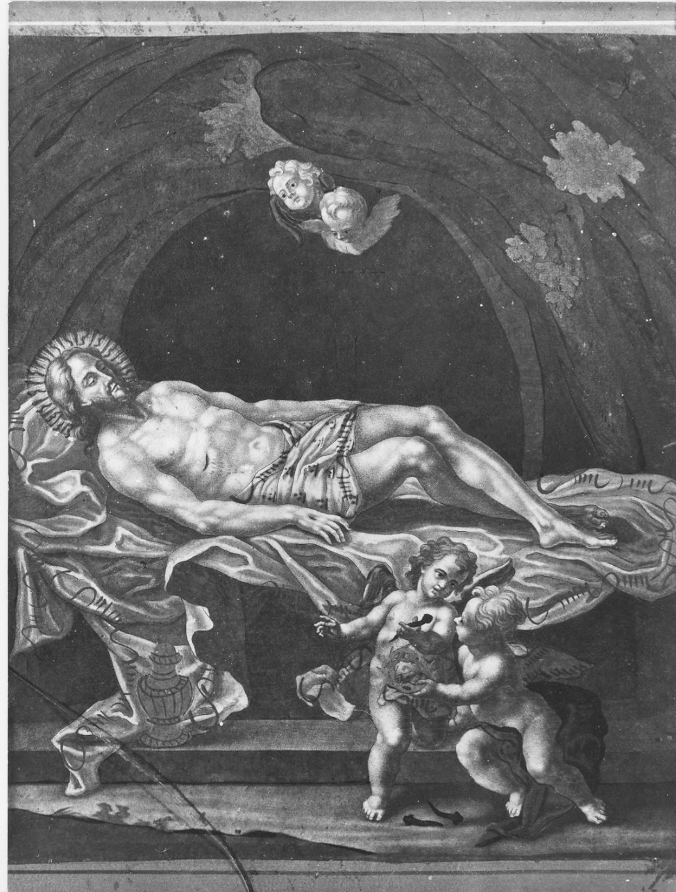 stazione XIV: Gesù deposto nel sepolcro (stampa, elemento d'insieme) - ambito italiano (ultimo quarto sec. XIX)