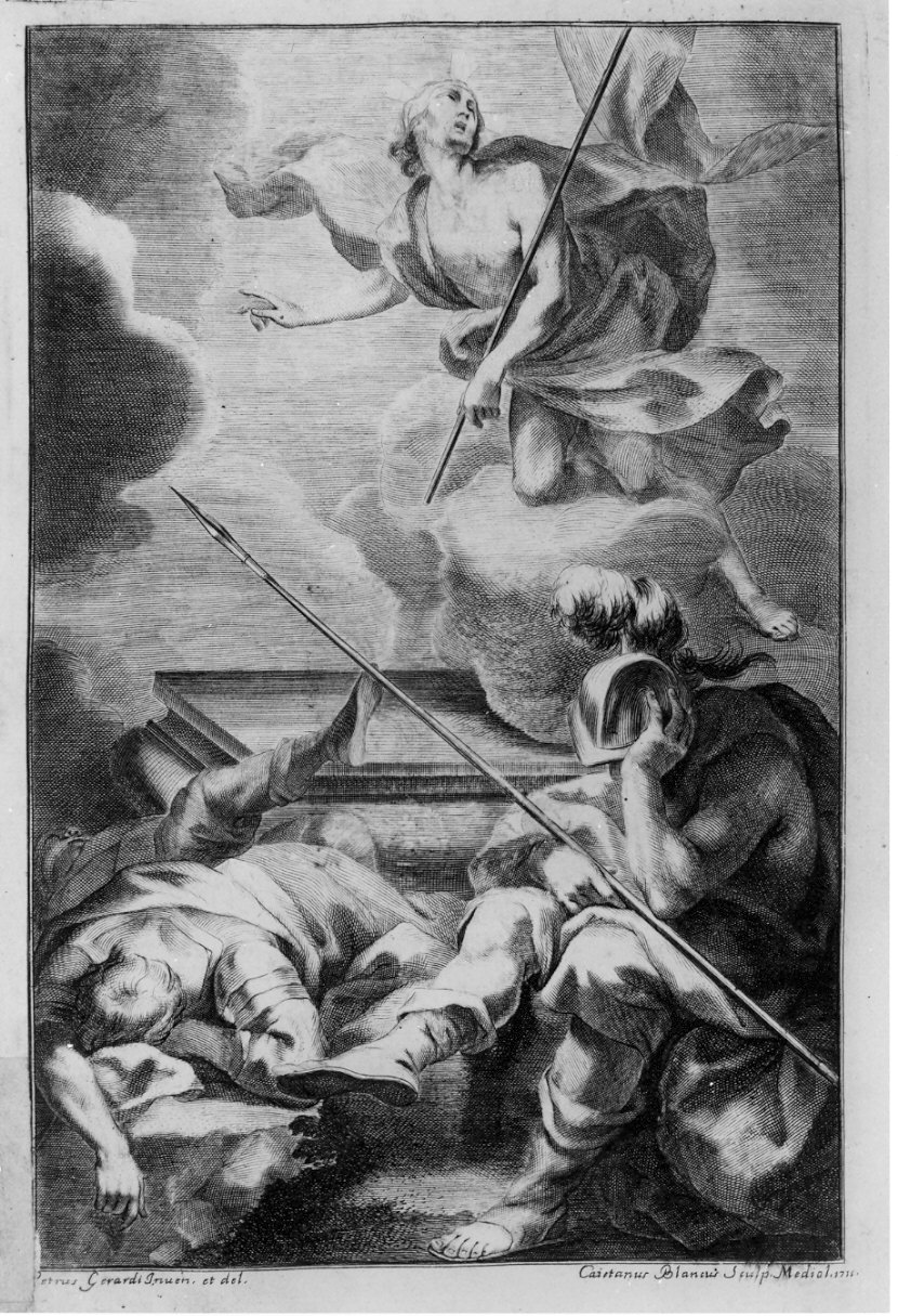 resurrezione di Cristo (stampa, elemento d'insieme) di Bianchi Gaetano, Gilardi Pietro (sec. XVIII)