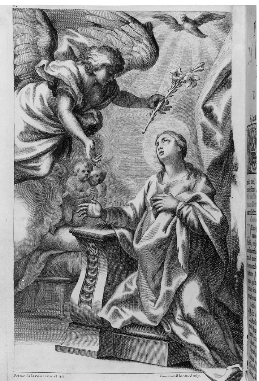 Annunciazione (stampa, elemento d'insieme) di Gilardi Pietro, Bianchi Gaetano (sec. XVIII)