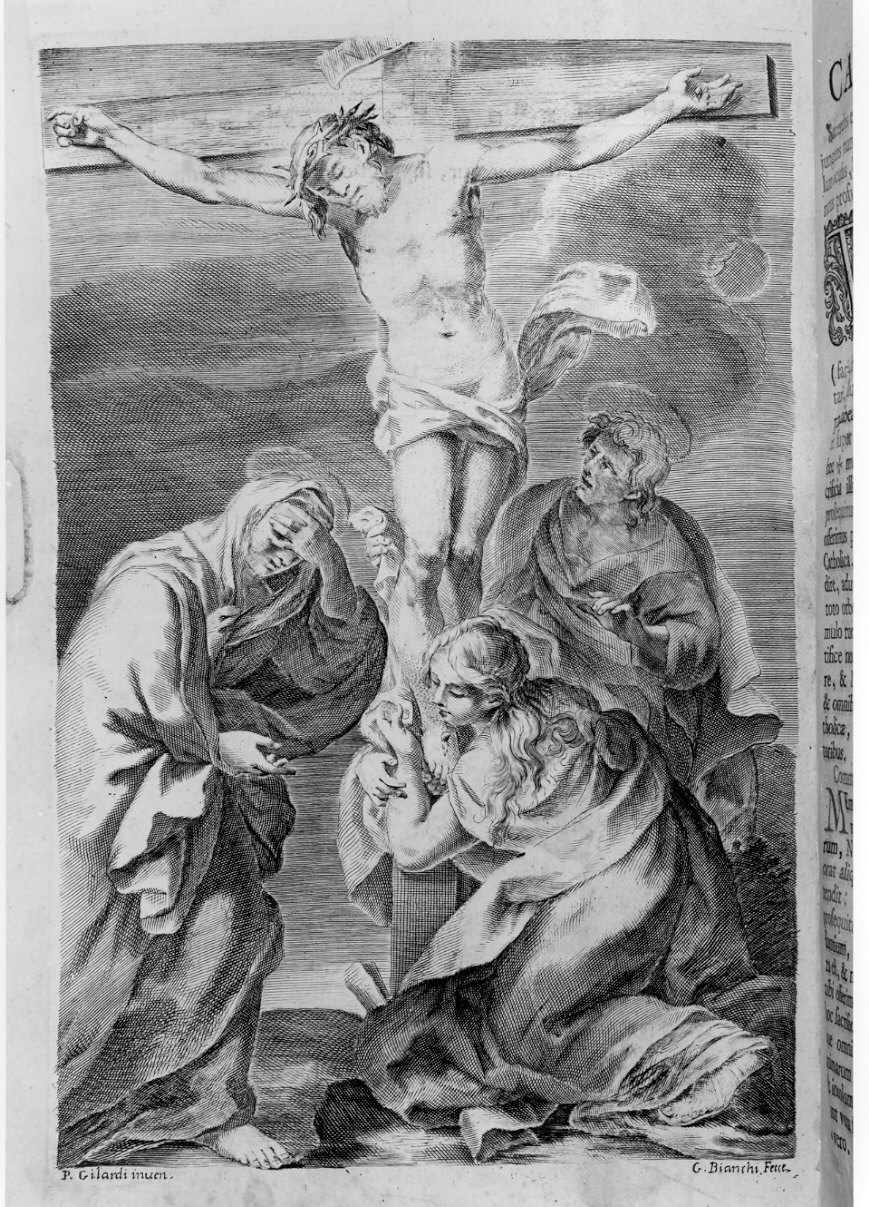 crocifissione di Cristo (stampa, elemento d'insieme) di Gilardi Pietro, Bianchi Gaetano (sec. XVIII)