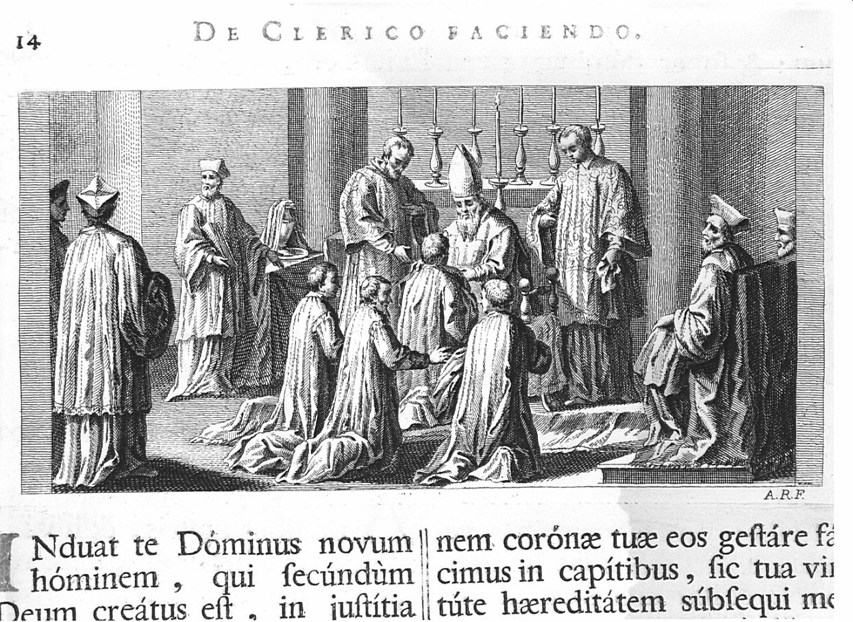 De clerico faciendo (stampa, elemento d'insieme) di Rossi Andrea (sec. XVIII)