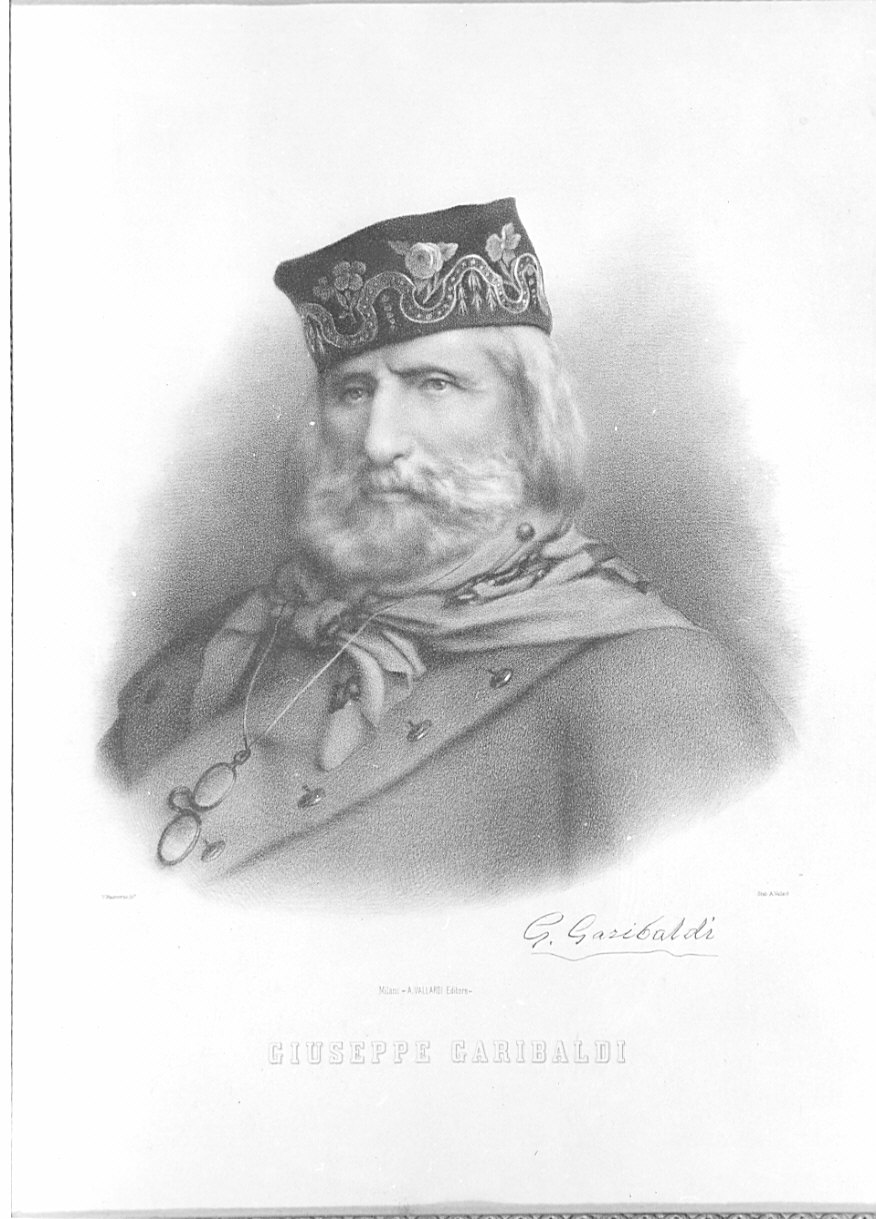 Giuseppe Garibaldi, ritratto d'uomo (stampa) di Malinverno V (secc. XIX/ XX)