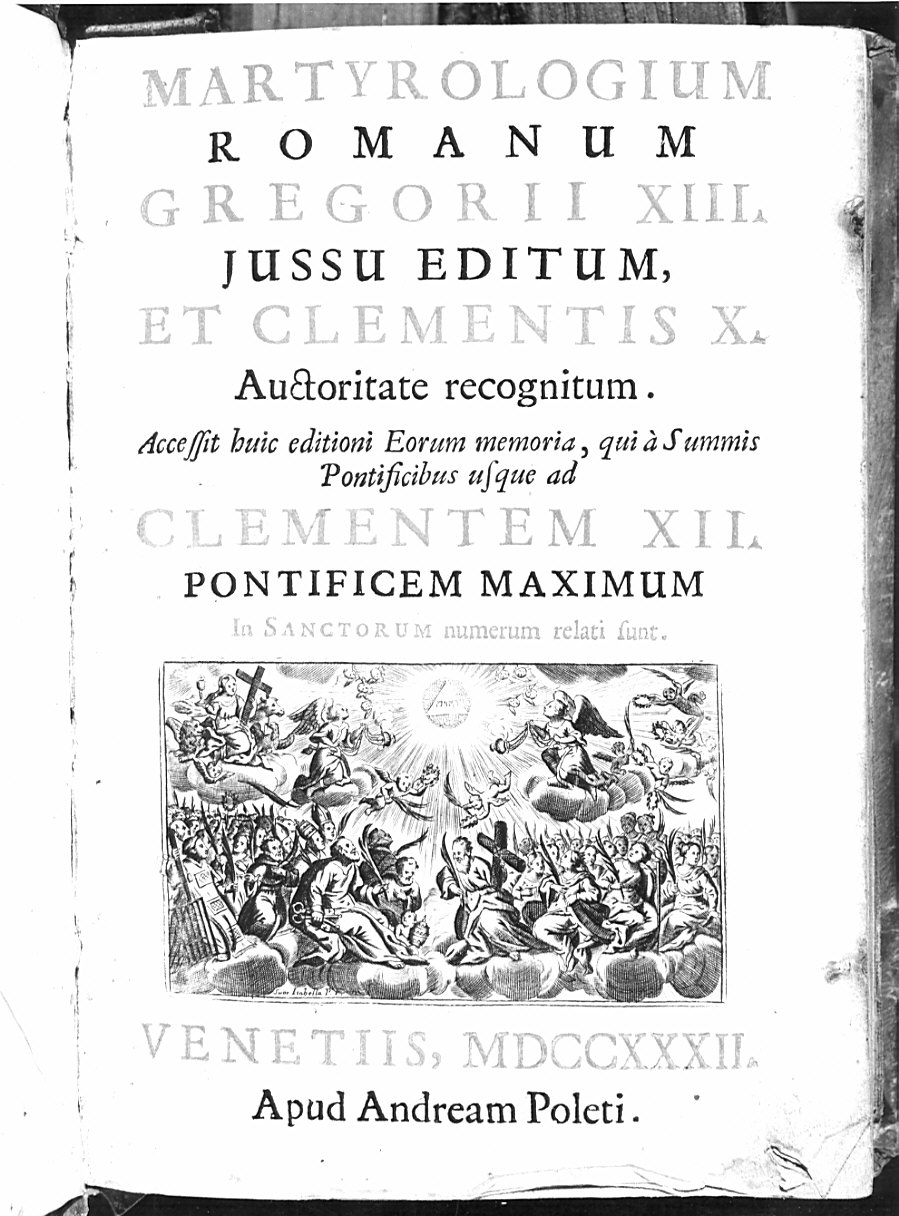 Martyrologium (stampa) di Piccini Isabella (sec. XVIII)