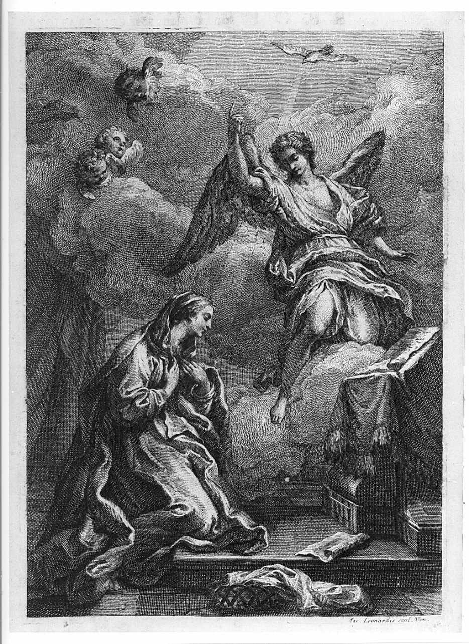 Annunciazione (stampa, elemento d'insieme) di Leonardis Giacomo (sec. XVIII)