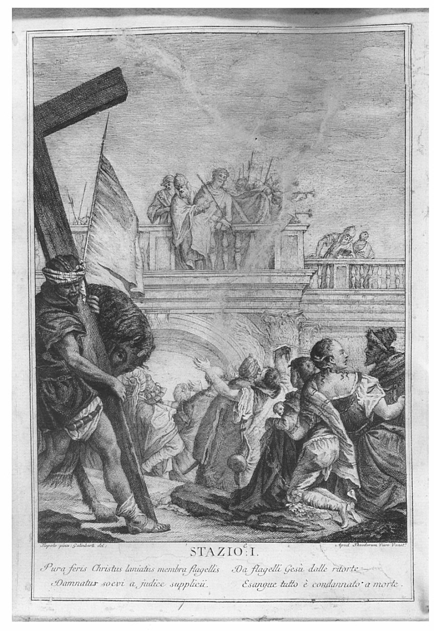 stazione I: Gesù condannato a morte (stampa, elemento d'insieme) - ambito italiano (fine/inizio secc. XVIII/ XIX)