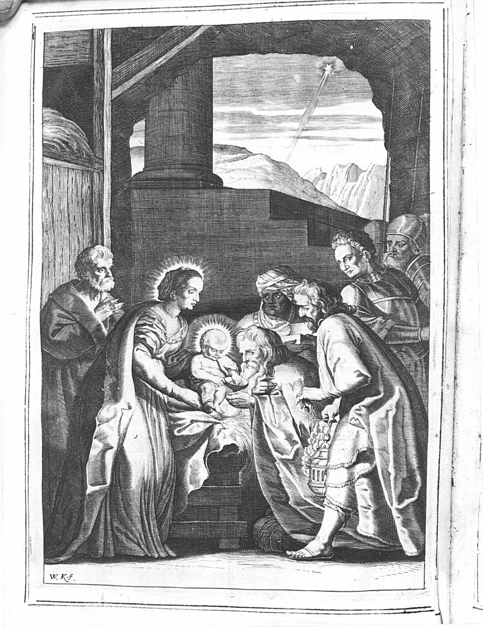 adorazione dei Re Magi (stampa, elemento d'insieme) di Kilian Wolfgang (sec. XVII)