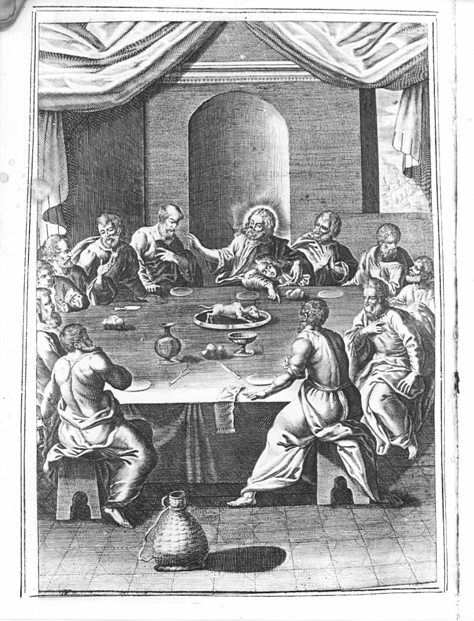 ultima cena (stampa, elemento d'insieme) - ambito tedesco (sec. XVII)