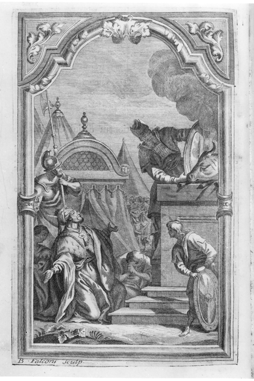 Sacrificio di Aronne (stampa, elemento d'insieme) di Falconi Bernardo (sec. XVIII)
