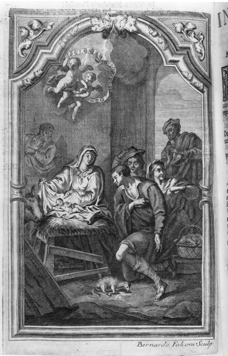 adorazione dei pastori (stampa, elemento d'insieme) di Falconi Bernardo (sec. XVIII)