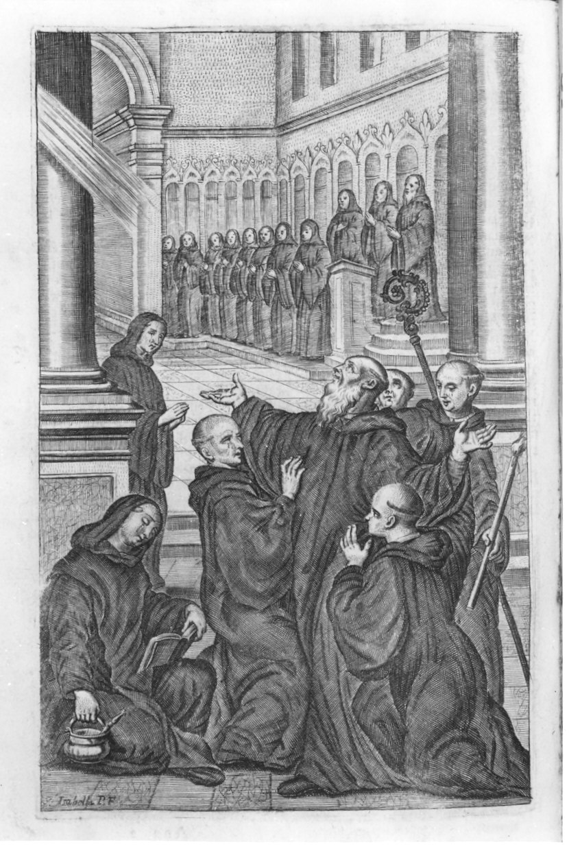 San Benedetto in estasi (stampa, elemento d'insieme) di Piccini Isabella (sec. XVIII)