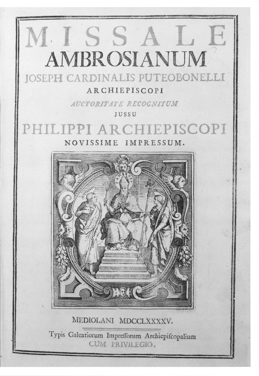 Sant'Ambrogio tra San Gervasio e San Protasio (stampa) di Gilardi Pietro, Bianchi Gaetano (sec. XVIII)