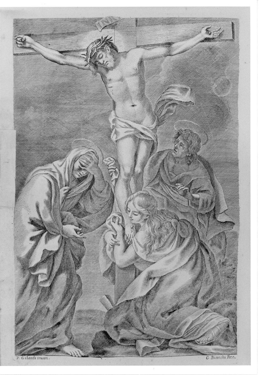crocifissione di Cristo (stampa) di Gilardi Pietro, Bianchi Gaetano (sec. XVIII)