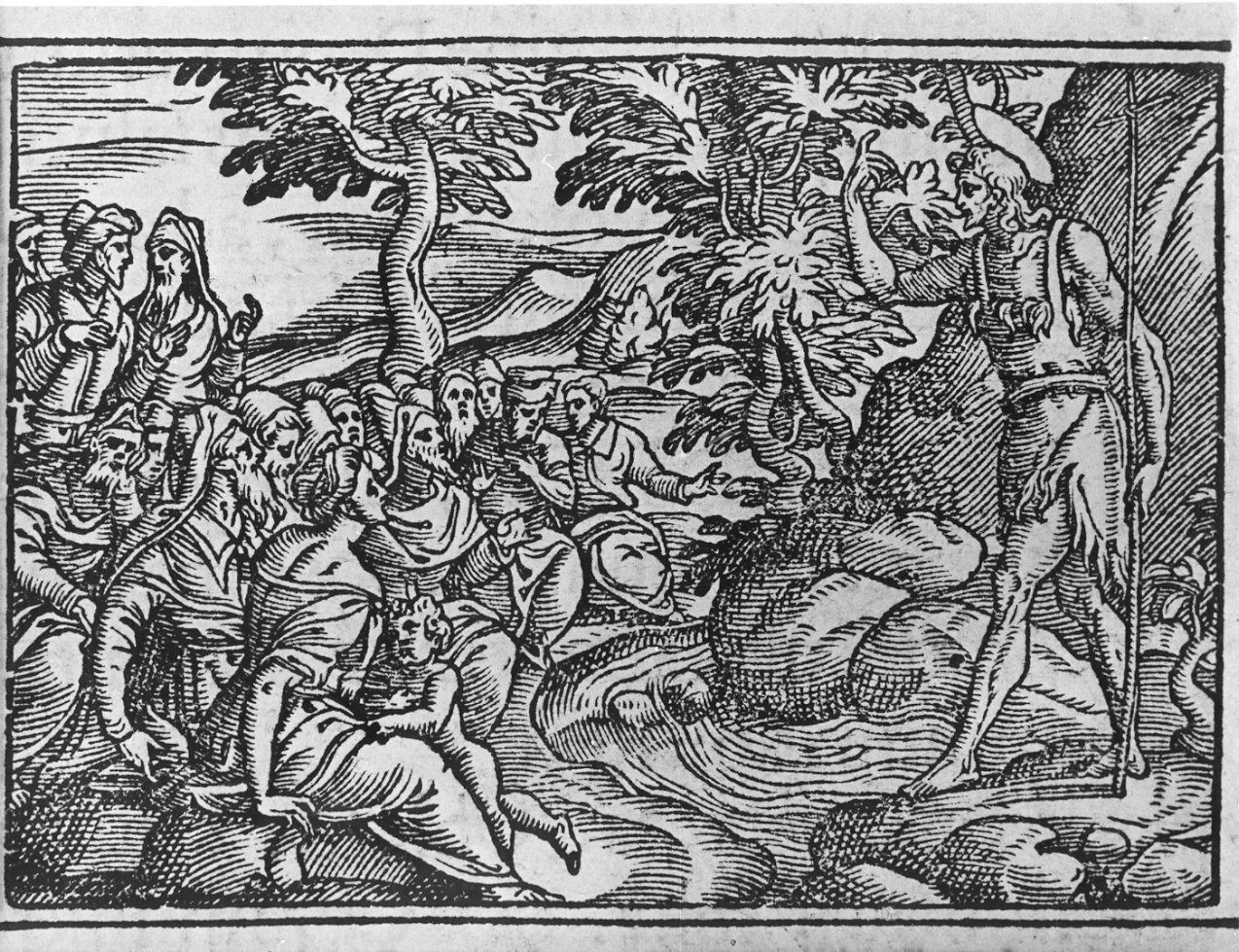 predica di San Giovanni Battista (stampa) - ambito italiano (sec. XVII)