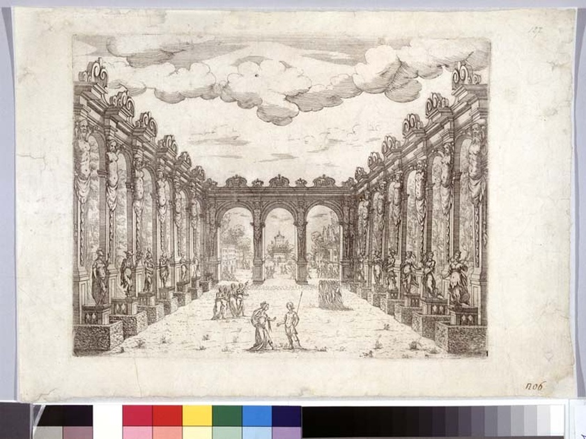 Campi Elisi, scenografia teatrale: campi elisi (stampa, serie) di Torelli Giacomo - ambito emiliano (?) (sec. XVIII)