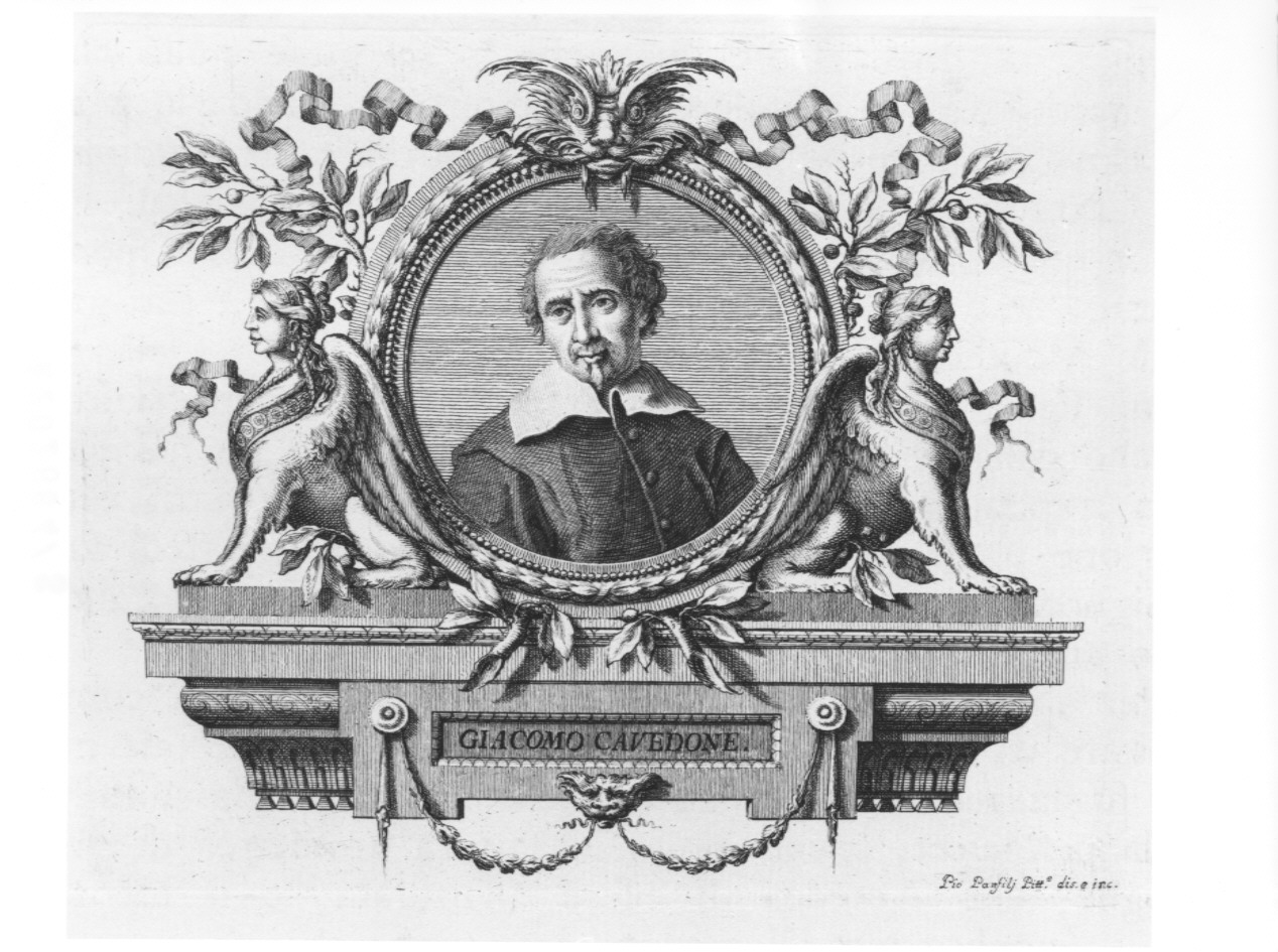 Ritratto di Giacomo Cavedone, ritratto d'uomo (stampa, serie) di Panfili Pio, Zanotti Cavazzoni Giampietro (sec. XVIII)