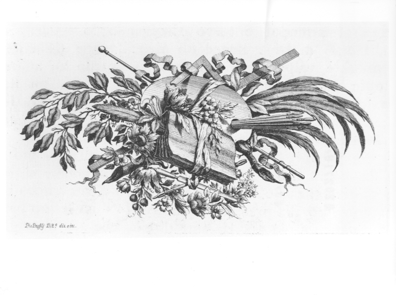 cartiglio (stampa, serie) di Panfili Pio, Zanotti Cavazzoni Giampietro (sec. XVIII)