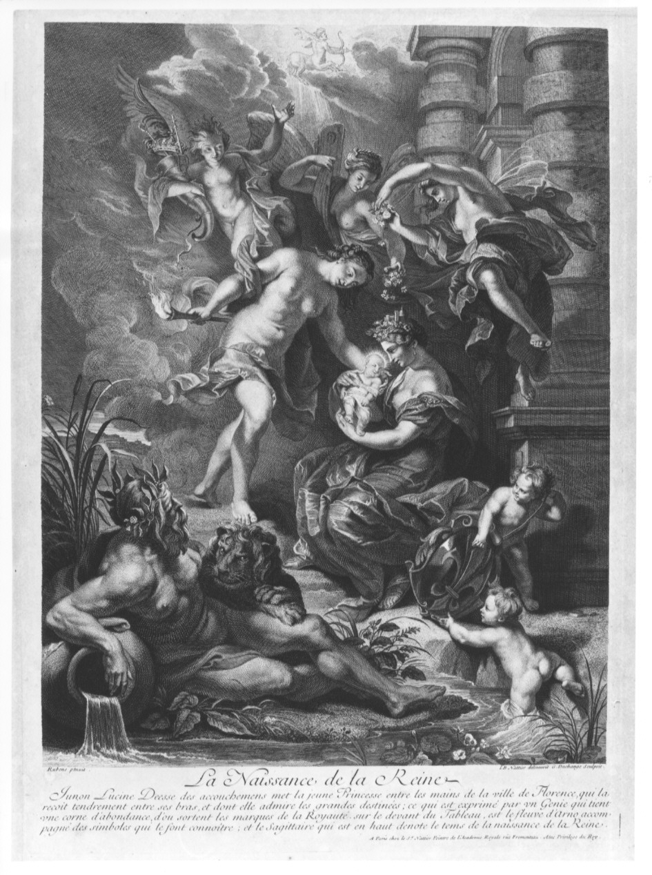 La Naissance de la Reine, episodi della vita di Maria De Medici (stampa, serie) di Duchange Gaspard, Nattier Jean-Baptiste, Rubens Pieter Paul (sec. XVIII)