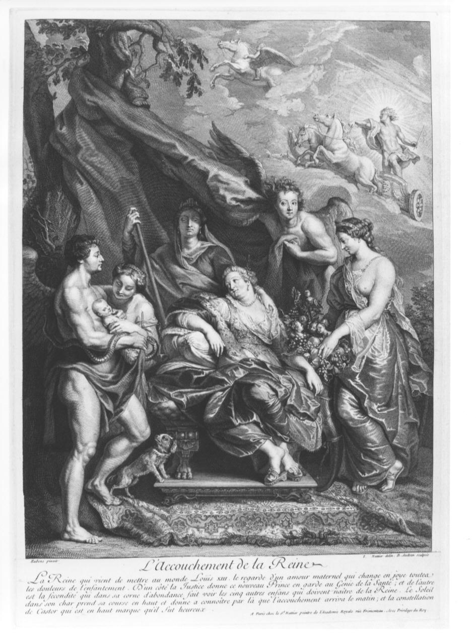 L'Accouchement de la Reine, episodi della vita di Maria De Medici (stampa, serie) di Audran Benoit, Nattier Jean-Marc, Rubens Pieter Paul (sec. XVIII)