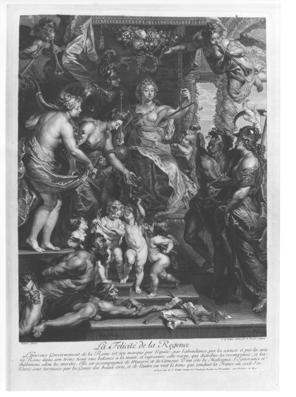La Felicité de la Regence, episodi della vita di Maria De Medici (stampa, serie) di Picart Bernard, Nattier Jean-Marc, Rubens Pieter Paul (sec. XVIII)