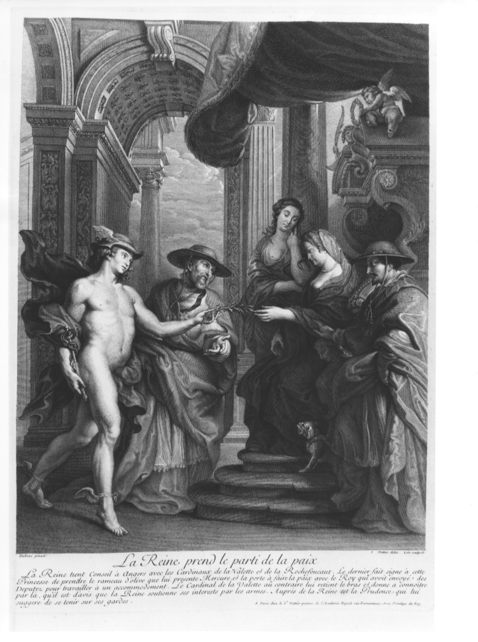 La Reine prend le parti de la paix, episodi della vita di Maria De Medici (stampa, serie) di Nattier Jean-Baptiste, Nattier Jean-Marc, Rubens Pieter Paul (sec. XVIII)