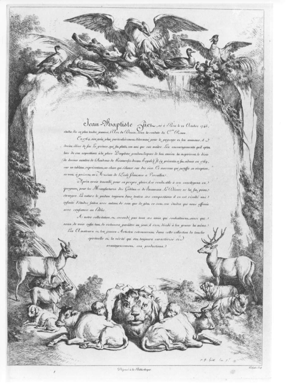 animali (stampa, serie) di Huet Jean Baptiste (sec. XIX)