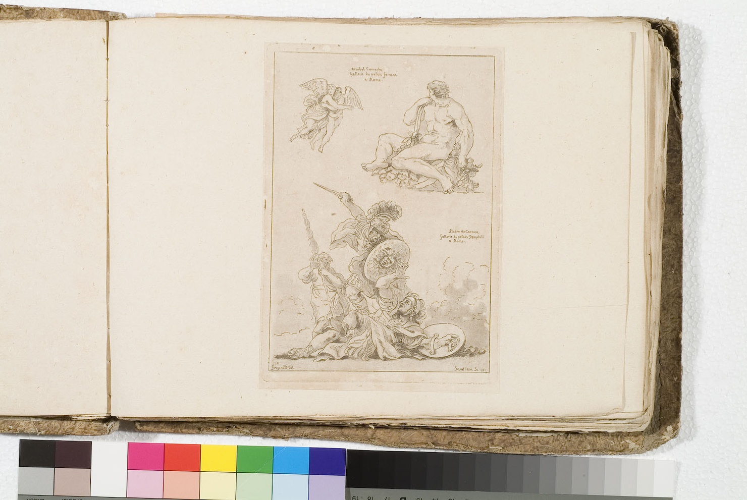 Cupido e Psiche / figura maschile / Morte di Turno (stampa smarginata) di Fragonard Jean Honoré, De Saint-Non Richard Jean Claude, Carracci Annibale, Berrettini Pietro detto Pietro da Cortona (sec. XVIII)