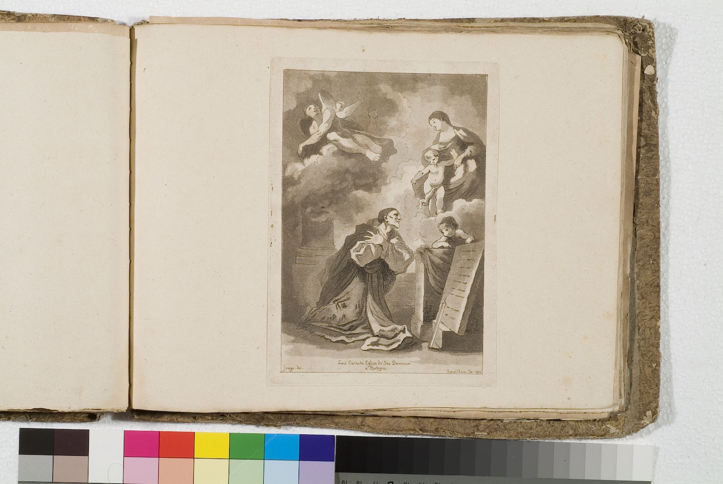 apparizione della Madonna col Bambino a San Domenico (stampa) di Fragonard Jean Honoré, De Saint-Non Richard Jean Claude, Carracci Ludovico (sec. XVIII)