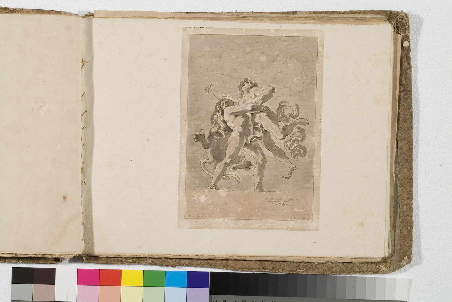 Ercole e Anteo (stampa) di Fragonard Jean Honoré, De Saint-Non Richard Jean Claude, Barbieri Giovan Francesco detto Guercino (sec. XVIII)