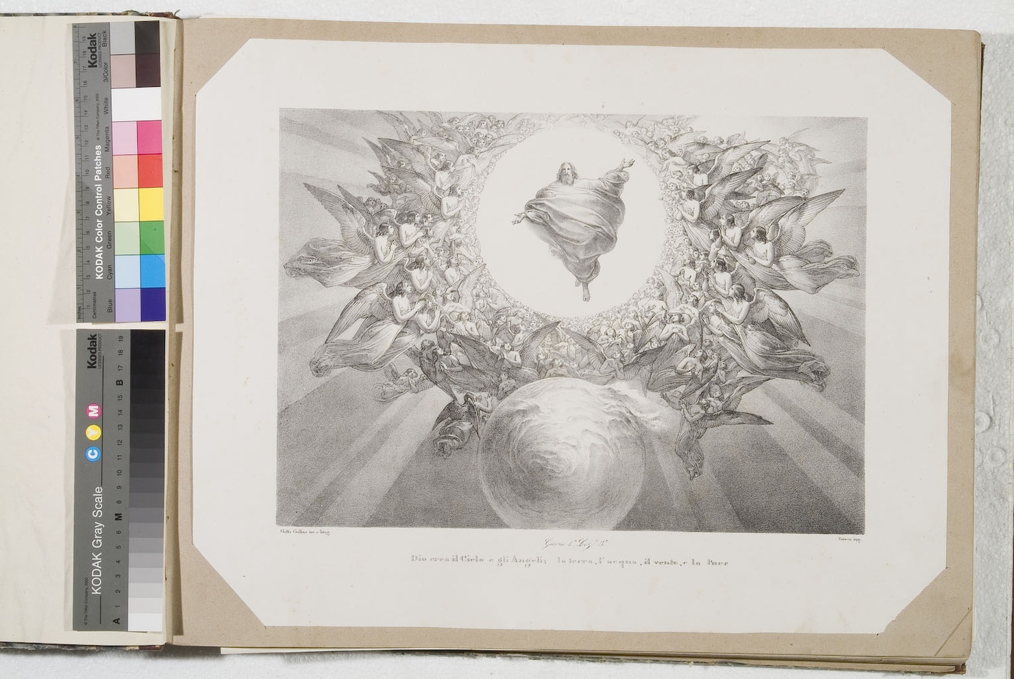 creazione degli astri, della terra, dell'acqua e del vento (stampa) di Gallina Gallo (terzo quarto sec. XIX)