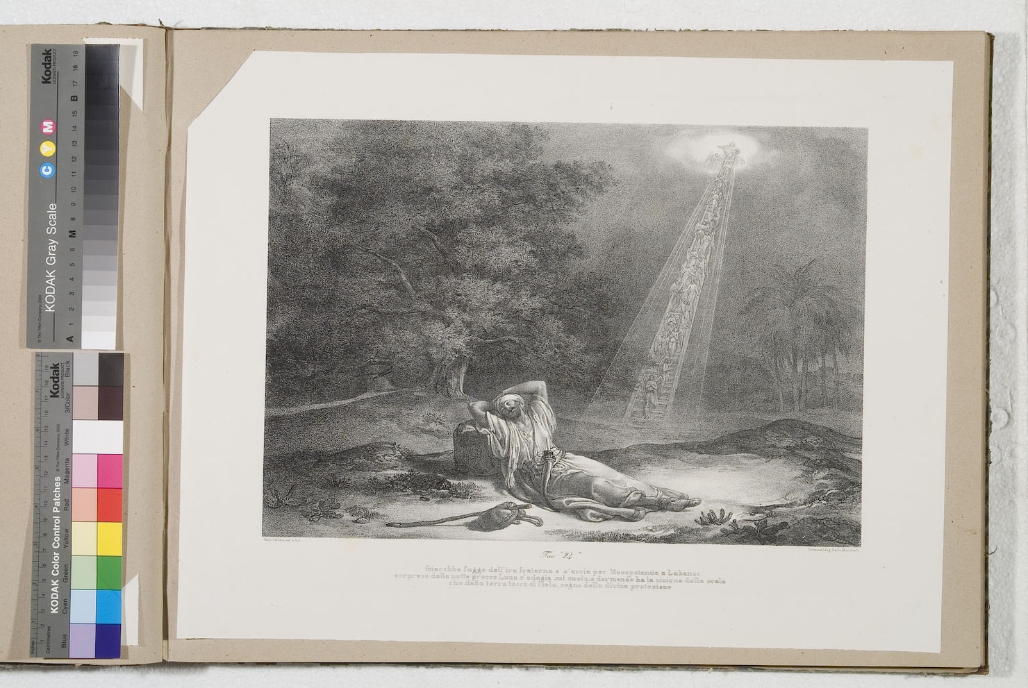 Giacobbe ha la visione della scala celeste (stampa) di Gallina Gallo (terzo quarto sec. XIX)