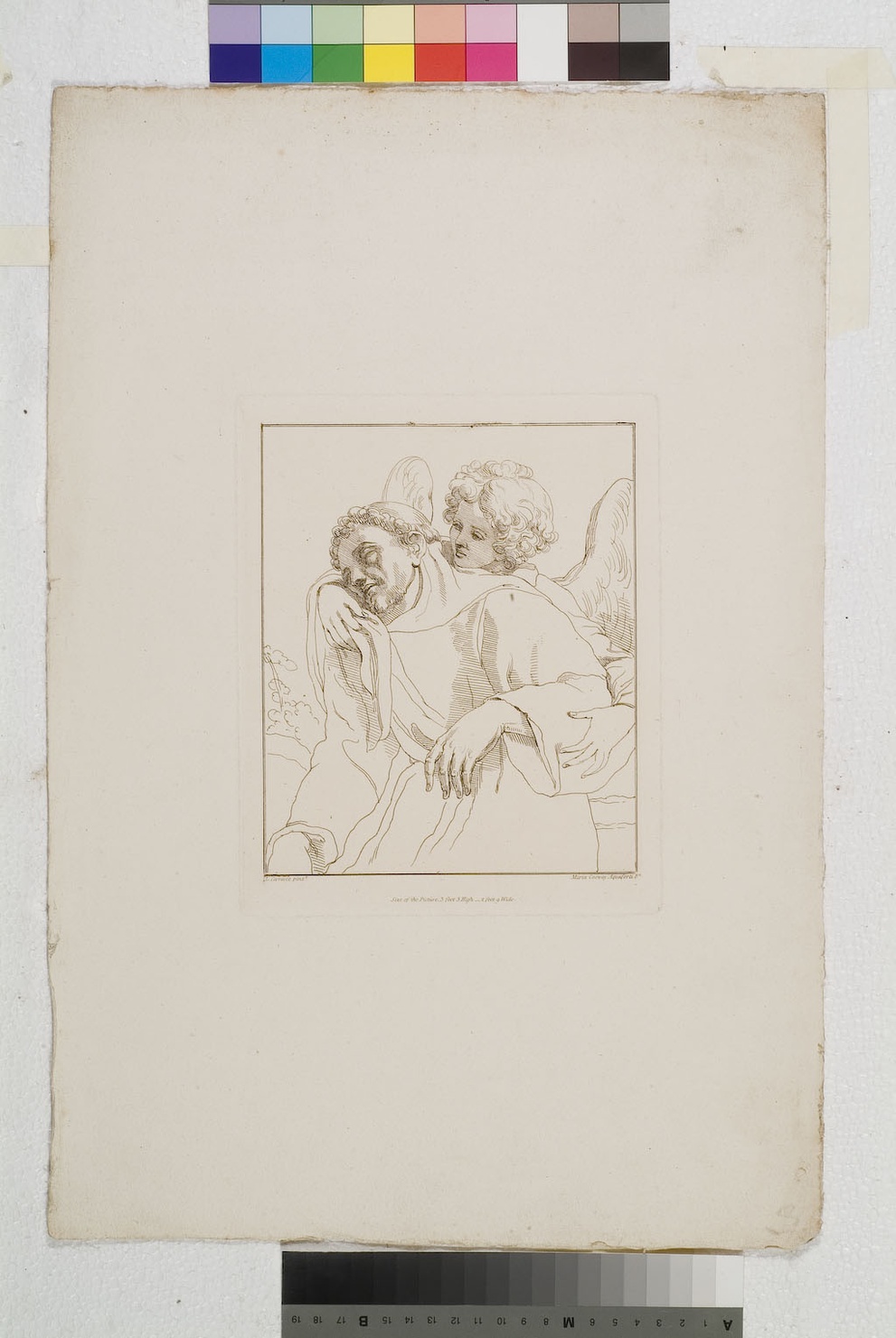 San Francesco sorretto da un angelo (stampa) di Cosway Hadfield Maria, Carracci Ludovico (seconda metà sec. XVIII)