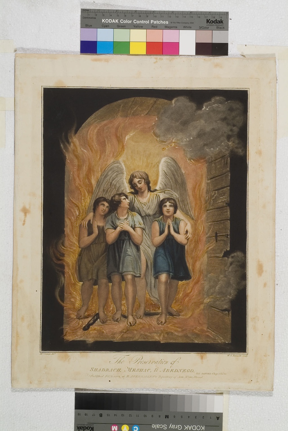 tre fanciulli ebrei liberati dalle fiamme (stampa smarginata) di Cosway Hadfield Maria, Reynolds Samuel William (sec. XIX)